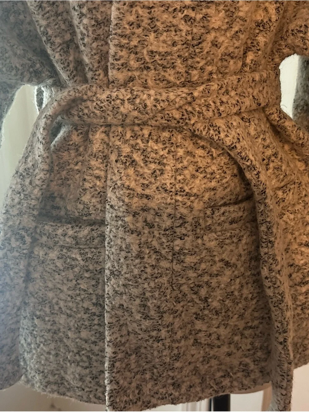 NWT Mango Gray Marled Belted Wrap Trench Coat